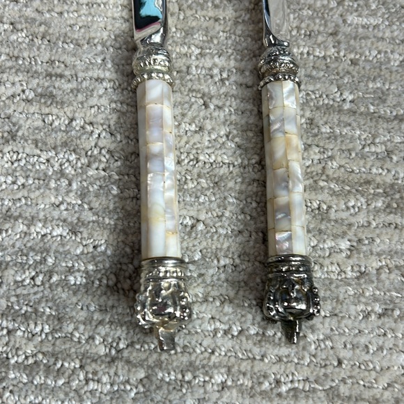 Genuine Mother of Pearl & Silver Plate Crown 2 Piece Knife...